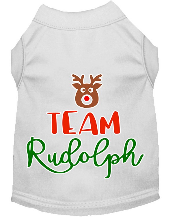 Team Rudolph Screen Print Dog Shirt White Sm